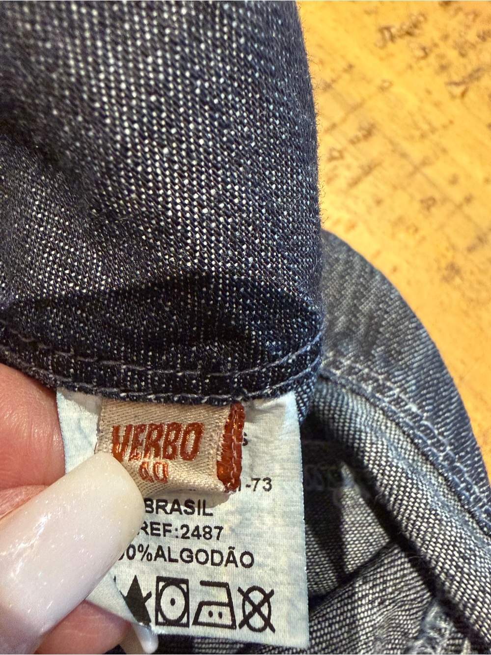 Vintage Brazilian Verbo Embroidered Dark Blue Denim Maxi Skirt - Button Front - Picture 9 of 11